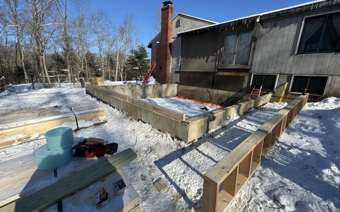 Foundation being Layed in the winter snow